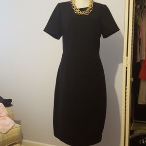 Boden Black Short-Sleeve Sheath Dress